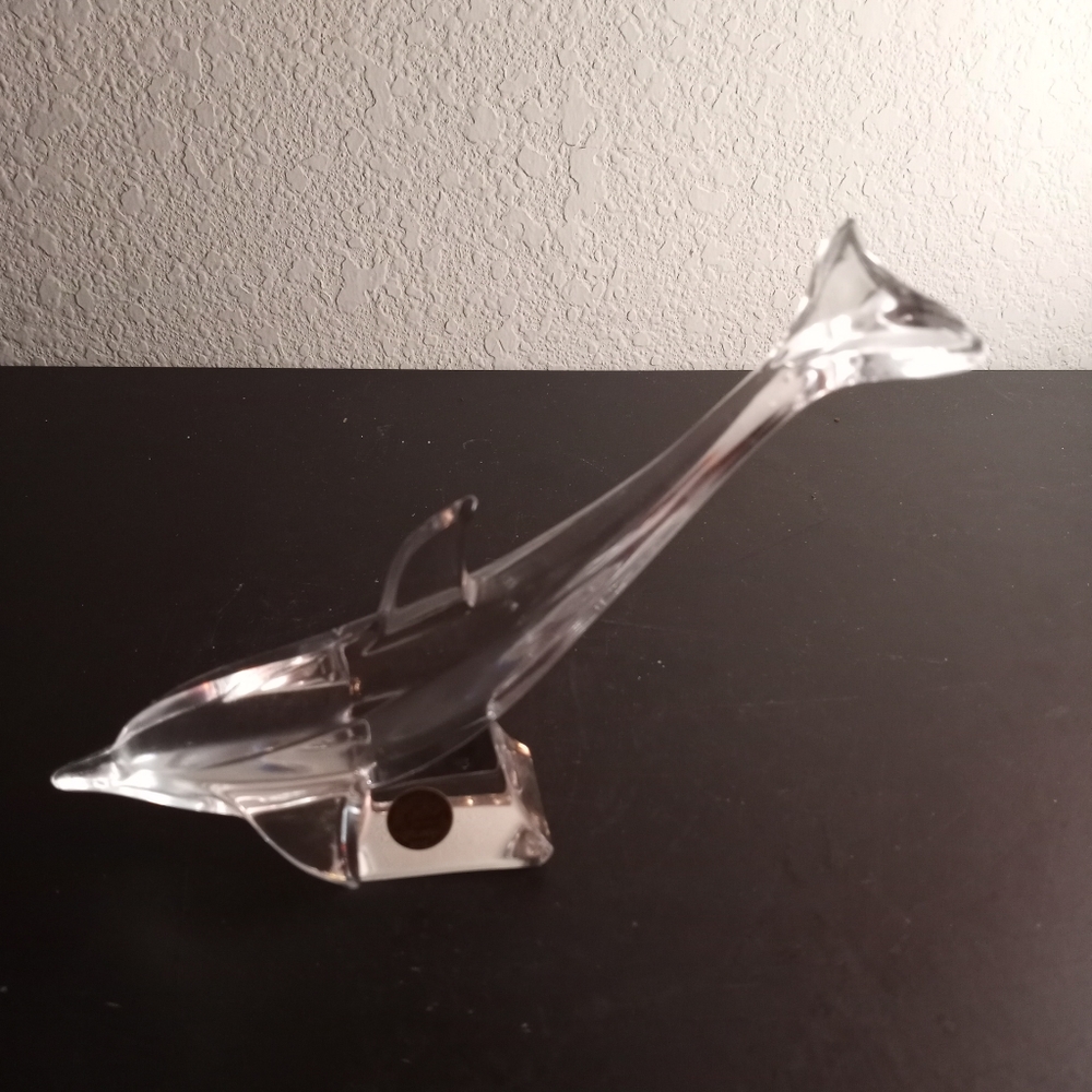 Cristal D Arques France 8" Crystal Dolphin Figurine
